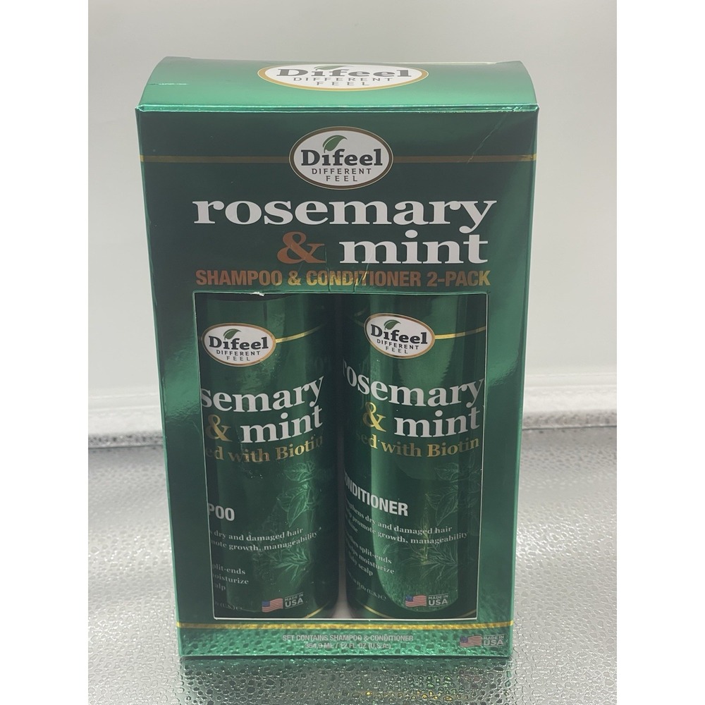 2 LITERS Difeel Rosemary & Mint Hair Strengthening Shampoo +Conditioner Biotin